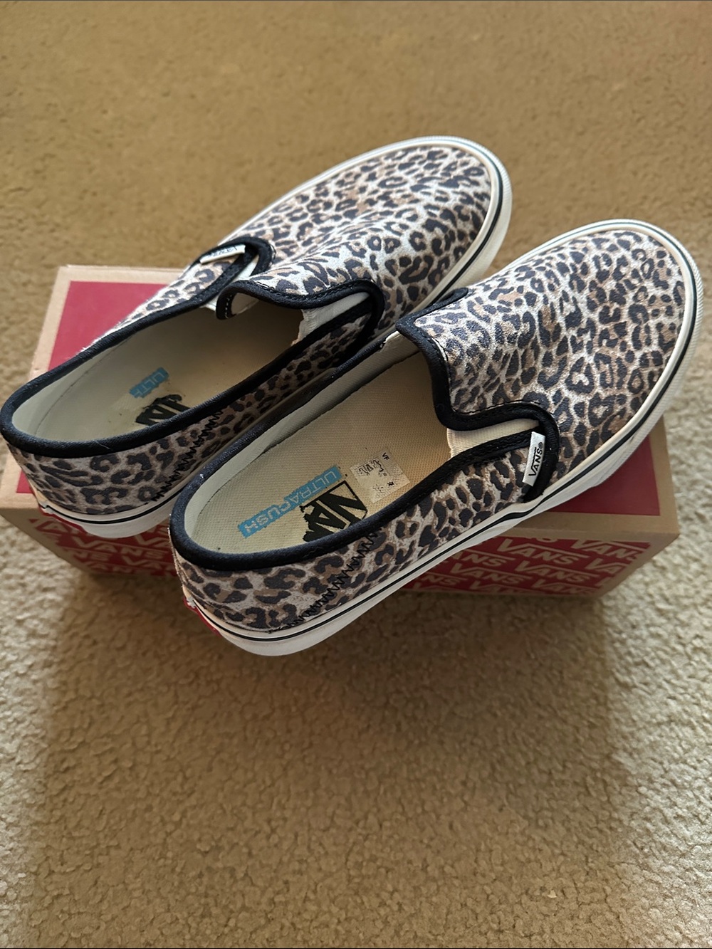 Vans Women’s  Leopard Print Slip-On Sneakers - Black & Brown